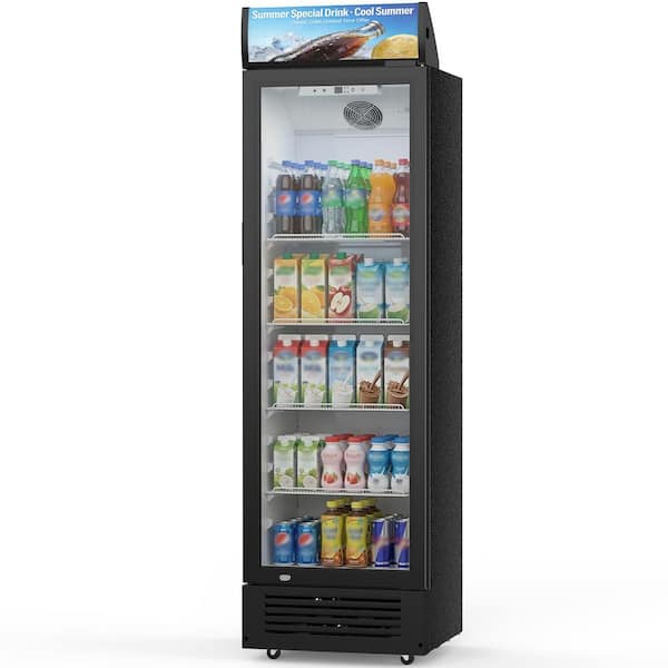 21.26 in. 9 cu. ft. counter depth Freezerless Refrigerator Glass Door Drink Fridge Commercial Refrigerator in Black