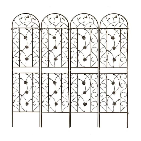 4-Pack 86.7 in. x 19.7 in. White Metal Garden Trellis, Rustproof Trellis for Climbing Plants Outdoor Flower Support