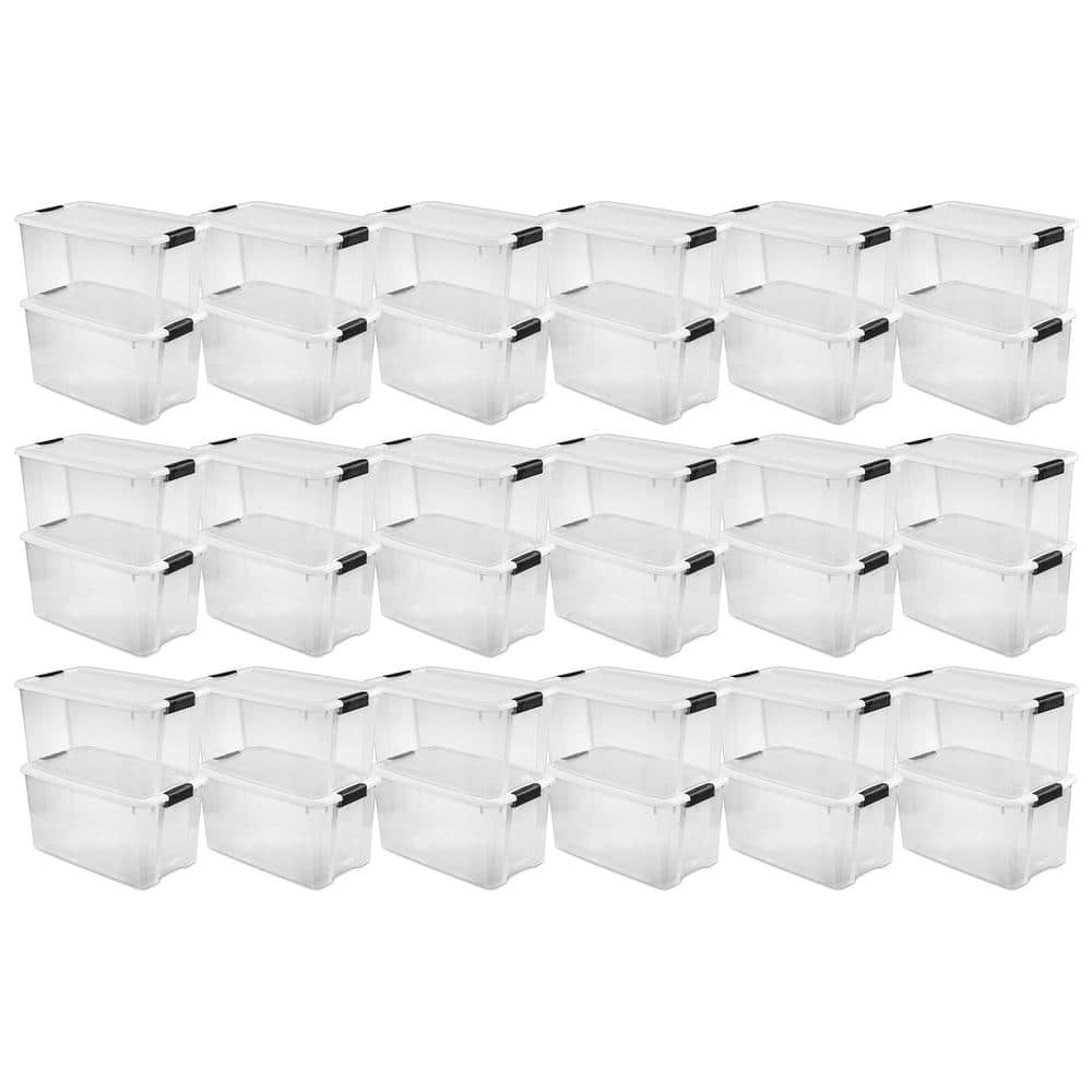 Sterilite 70 qt. Plastic Stacking Storage Container Boxes in Clear