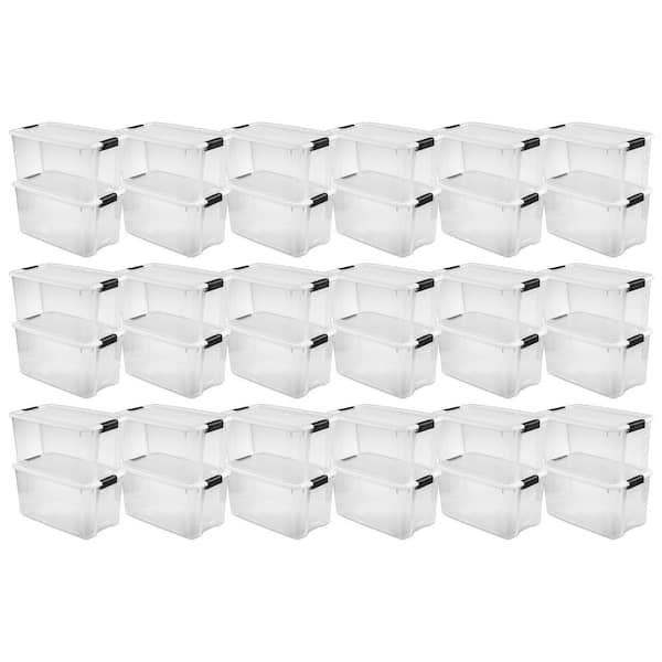 Sterilite 70 qt. Plastic Stacking Storage Container Boxes in Clear, 36 Pack
