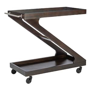 Zuni Z Umber Brown Bar Cart with 2-Shelves and Casters