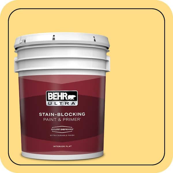 BEHR ULTRA 5 gal. #340B-5 Yellow Brick Road Extra Durable Flat Interior Paint & Primer