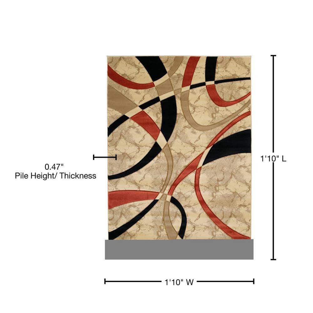 Contours La-Chic Cream Rectangular Synthetic Area Rug 2' x 3'