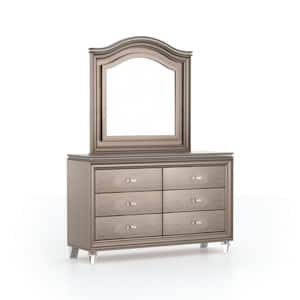 Panella 6-Drawer Rose Gold Dresser with Mirror (72 in. H x 54.5 in. W x 16.5 in. D)