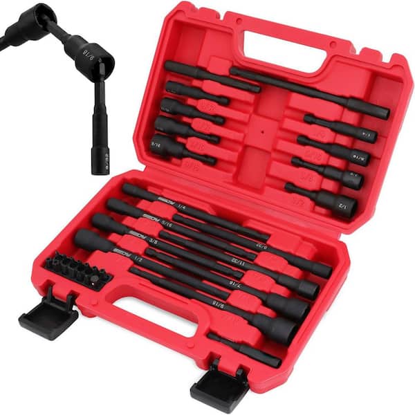 Magnetic Impact Long Nut-Driver Set 2.5 in. Shank 33 Bit Black Hand Tool Type 33-Piece Extension Kit Screwdriver Set