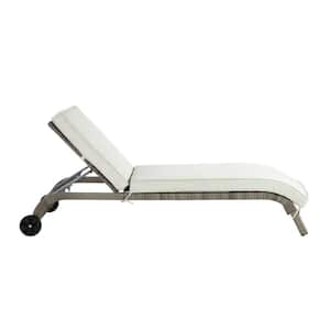 Gray PE Wicker Outdoor Salena Patio Chaise Lounge with Beige Cushions (No Assembly Needed)