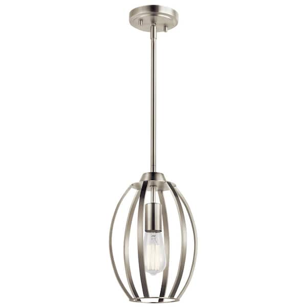 KICHLER Tao 1-Light Brushed Nickel Contemporary Cage Kitchen Pendant Hanging Light
