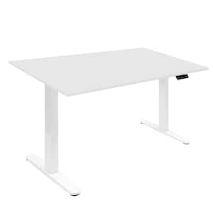 Electrical 55 in. Rectangular White MDF Desk with Anti-Collision Ultra Quiet Dual Motor 2-Stage Telescoping Legs