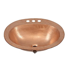Kelvin 20 in. Drop-In Copper Bathroom Sink with 4 in. Faucet Holes in Naked Unfinished Copper