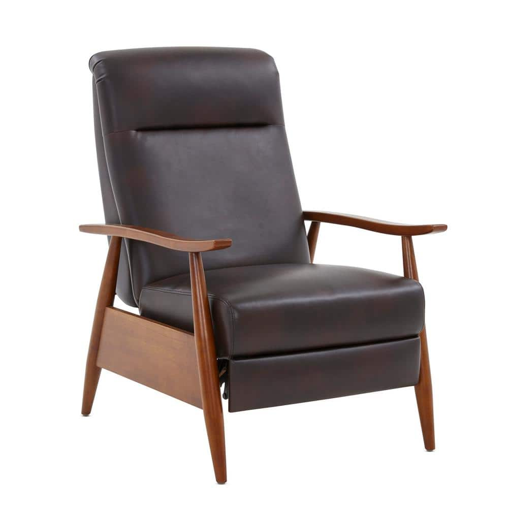 Polibi Modern Brown Wood-Framed PU Leather Adjustable Home Theater Push Back  Recliner with Thick Seat Cushion and Backrest RS-MWPAHR-BN - The Home Depot