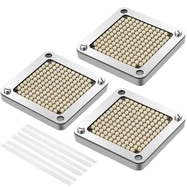 Replacement Chopper Blade, 1/4 inch, 3 PCS French Fry Blade Assembly with 6 Extra Knives, Stainless Steel Dicer Parts