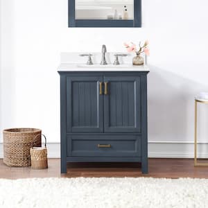 Isla 30 in. Bath Vanity in Classic Blue with Carrara Marble Vanity Top in White with White Basin