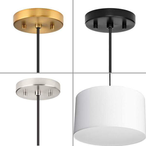 Progress Lighting Markor 3-Light Ecru Linen Transitional Drum Medium Hanging Pendant Light