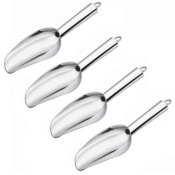 Metal Ice Scoop Set of 4, 3 oz. Stainless Steel Small Scooper for Candy Flour Sugar, Utility Food Scoop for Kitchen Bar