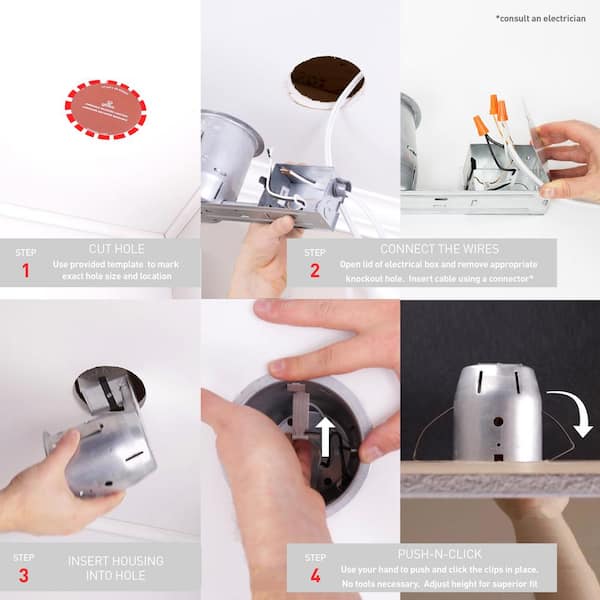 3 in. White IC Rated Dimmable Can Recessed Lighting Kit, LED Bulbs Included (4-Pack)