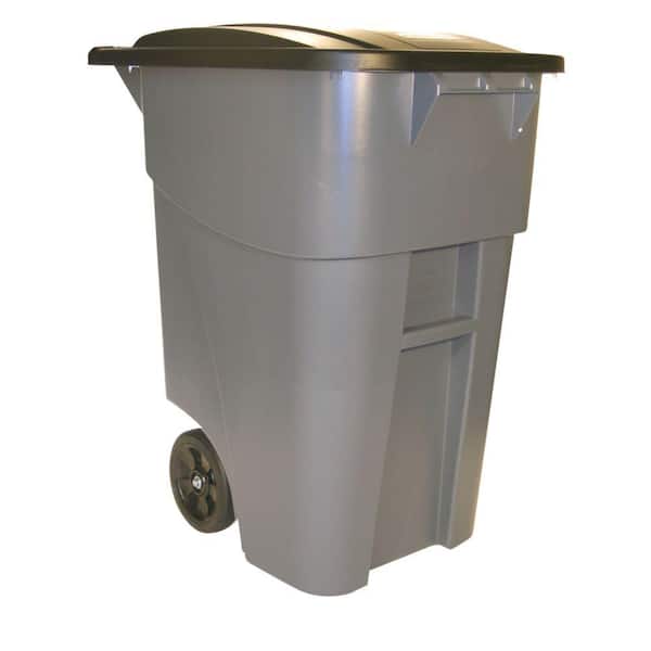 Brute 50 Gal Grey Rollout Trash Can, Rubbermaid Outdoor Trash Can Home Depot