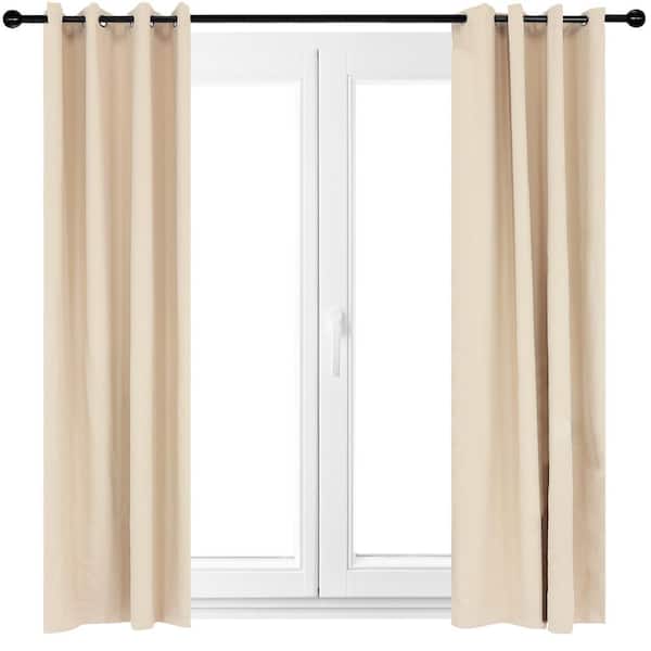 2 Indoor/Outdoor Blackout Curtain Panels with Grommet Top - 52 x 120 in (1.32 x 3 m) - Beige