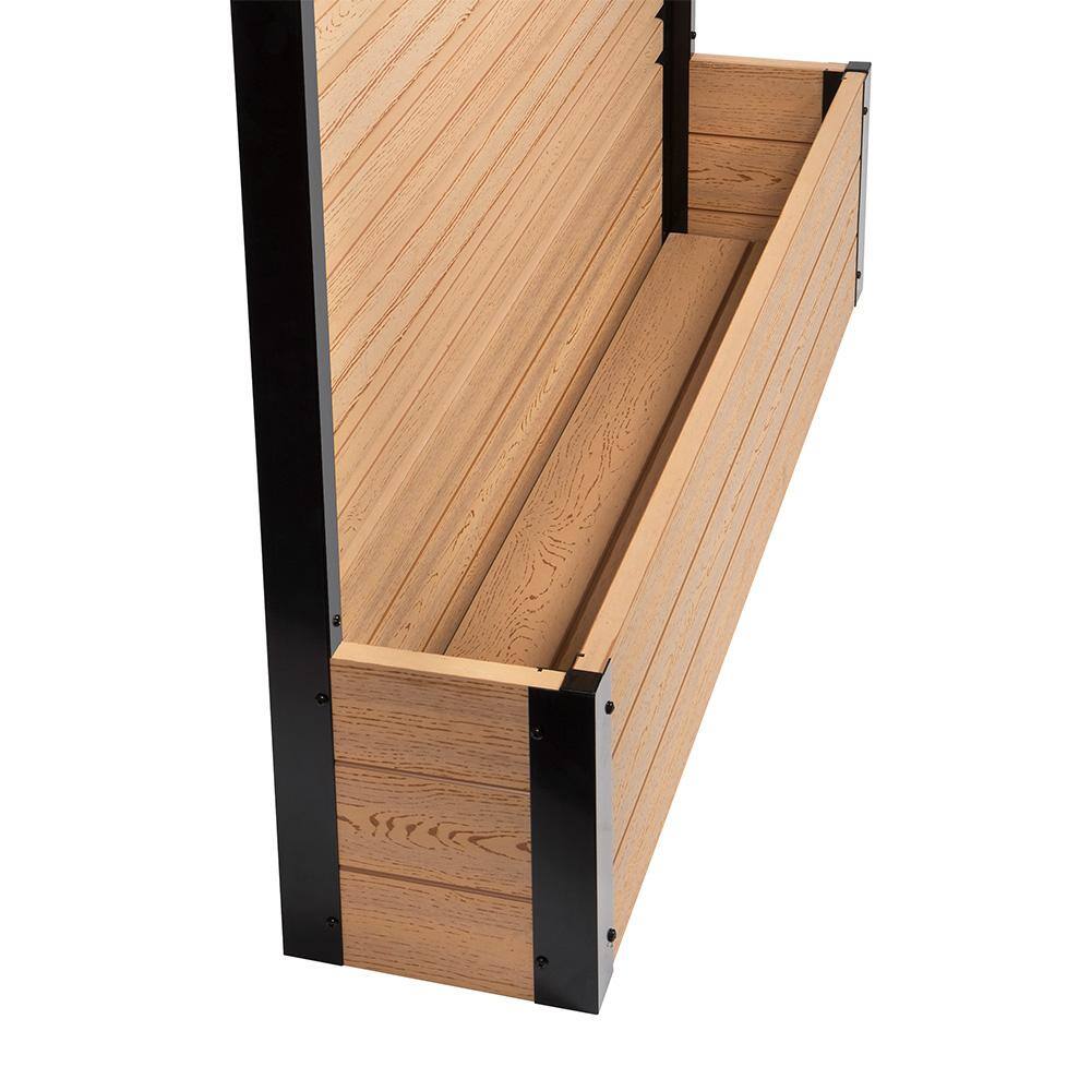 Cedar Freestanding Vinyl Privacy Screen with Planter Box