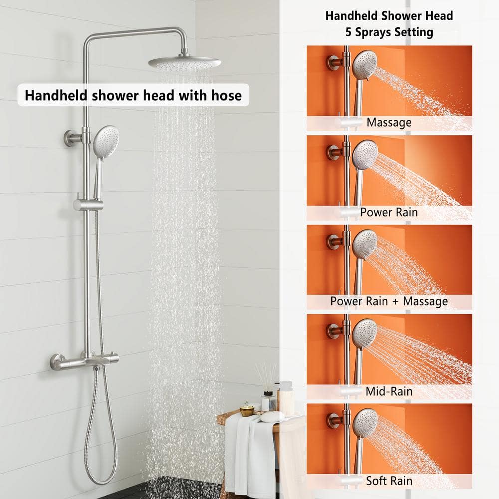 Brushed Nickel Dual Rain and Handheld Shower System