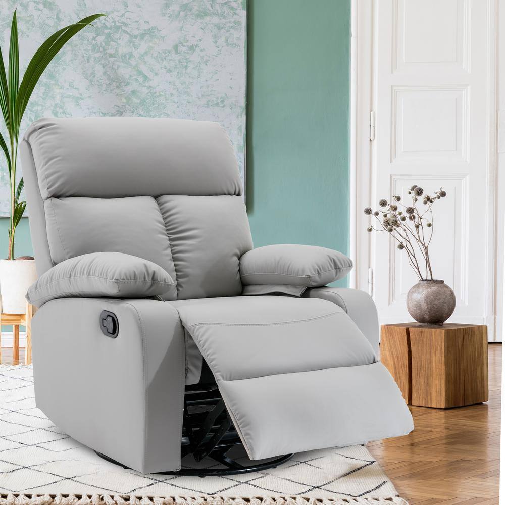 Pinksvdas 30.2 in. Light Grey Manual Swivel Rocking Recliner Cat