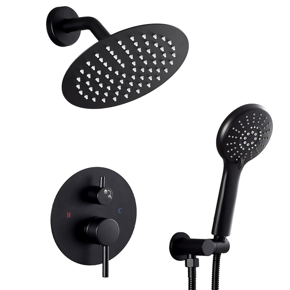 Single Handle 3-Spray 8 in. Round Shower Faucet 2.5 GPM with Pressure Balan