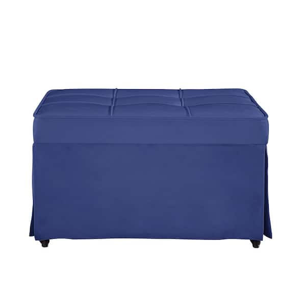 Unbranded 27.6 in. W Blue Folding Velvet Single Sofa Bed with Adjustable Backrest