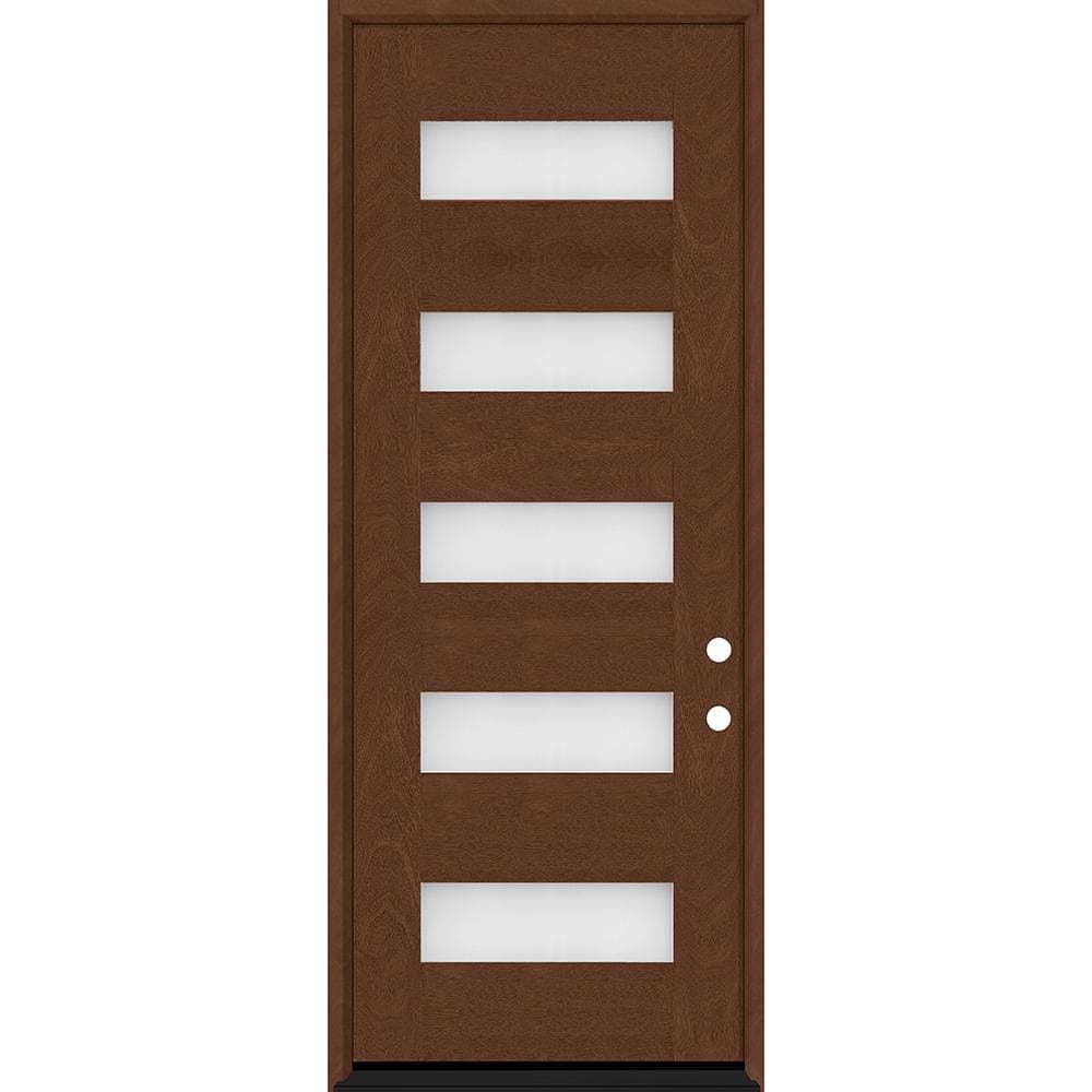 Regency 36 in. x 80 in. 5L Modern Clear Glass LHIS Chestnut Stained Fiberglass Prehung Front Door price history on PriceWatchPro