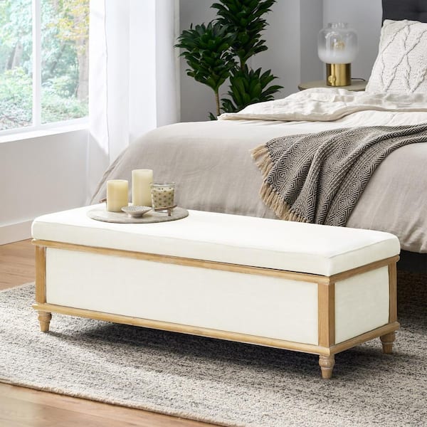 CHRISTOPHER KNIGHT HOME Indoor White Fabric Rectangle Storage Ottoman Bench