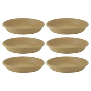 Classic 10.8 in. Tan Round Plastic Flower Pot Plant Saucer (6-Pack)