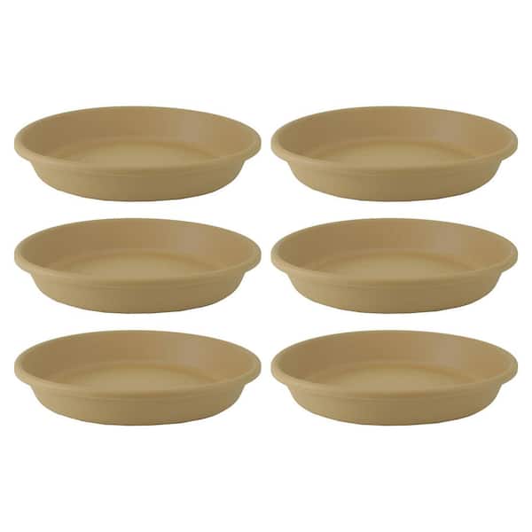THE HC COMPANIES Classic 10.8 in. Tan Round Plastic Flower Pot Plant Saucer (6-Pack)