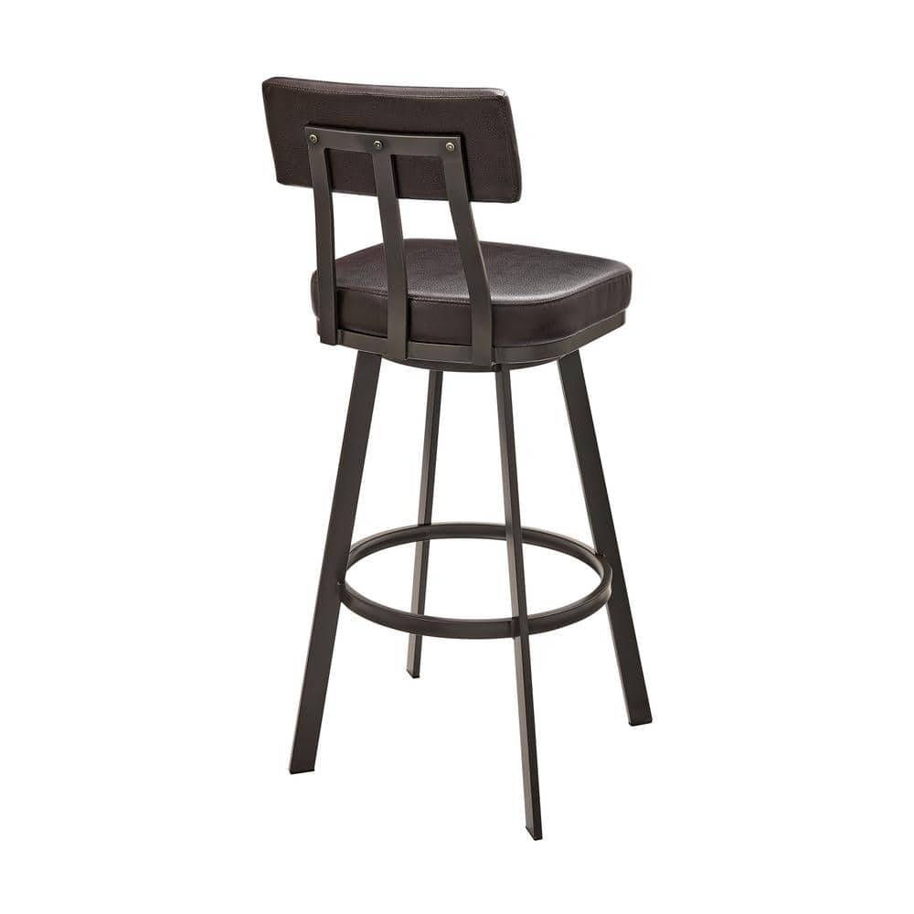 Brown Metal Swivel Adjustable Faux Leather Counter Stool