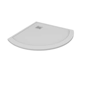 Neo Round 37 in. L x 37 in. W x 1.125 in. H Solid Composite Stone Shower Pan Base with Corner Drain in White Sand
