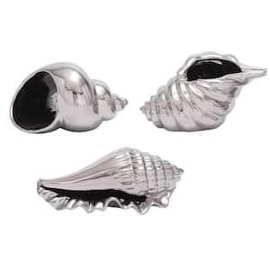 Silver Ceramic Shell Shell Sculpture (Set of 3)