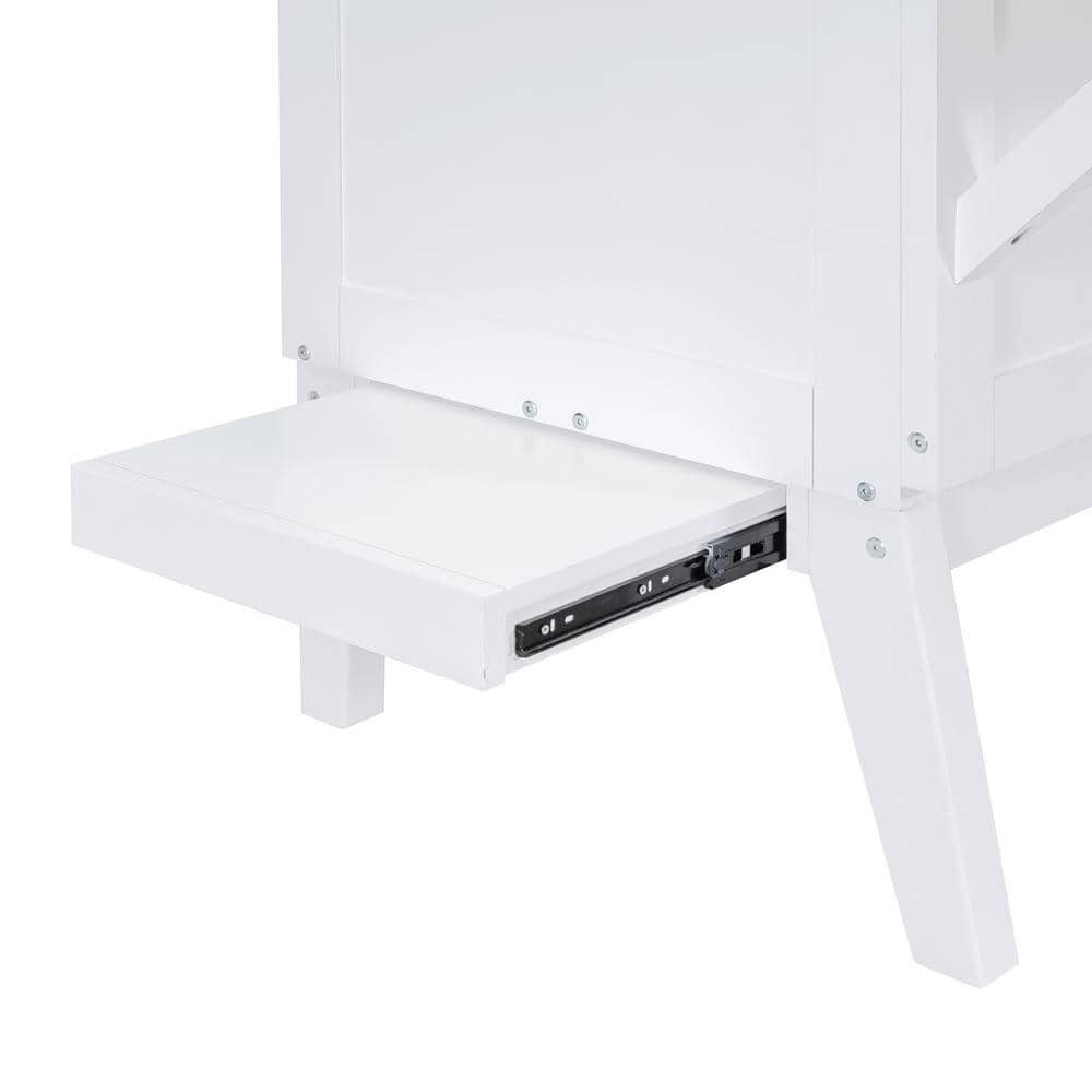 Gray Wood Frame Queen Size Murphy Bed with Built-in Charging Station, Removable Bedside Shelves, Chest with Desktop - thumbnail 8