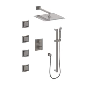 ZLINE Crystal Bay 15.8" Showerhear 4 -Jet Thermostatic Shower System in Brushed Nickel