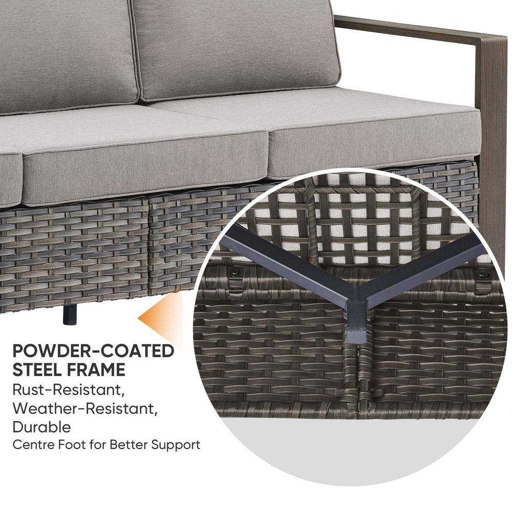 Gray Powder-Coated Steel Outdoor Accent Chairs with Cushions, Set of 2
