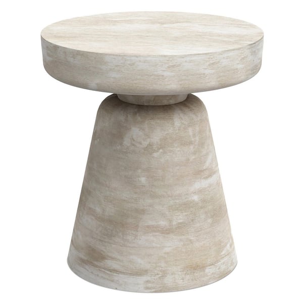 Robbie 16 in. W Distressed White Wash Accent Table