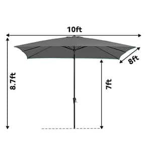 8 ft. x 10 ft. Steel Rectangular Market Umbrella in Gray