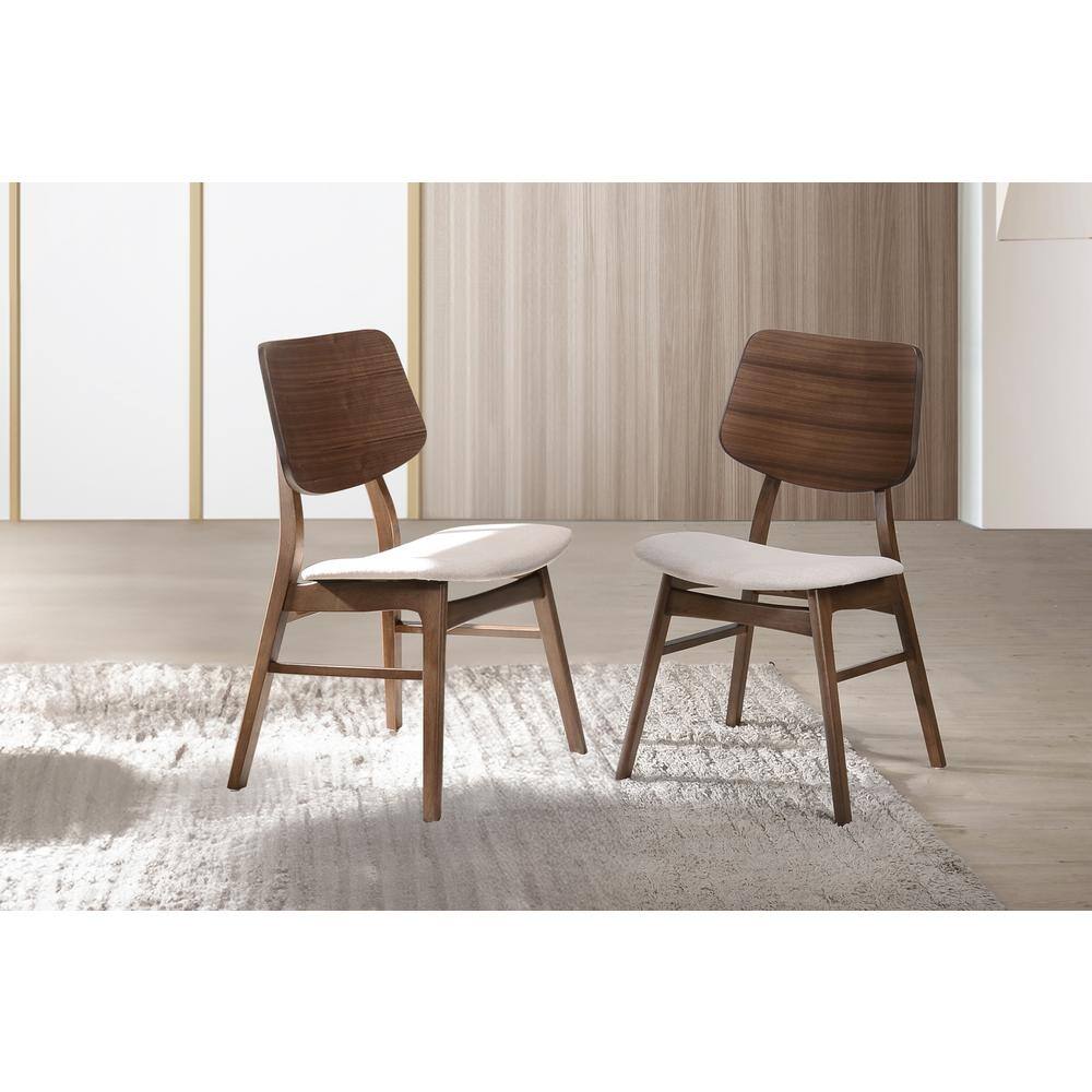 New Classic Furniture Mid-Century Modern Oscar Wooden Back Chair  Set of 2  Walnut