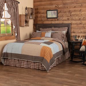 Rory Brown Tan Greige Rustic Patchwork California King Cotton Quilt