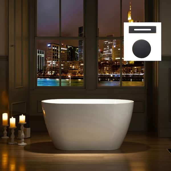 48 in. L X 26 in. W Acrylic Soaking Bathtub in White with Oil Rubbed Bronze Center Drain