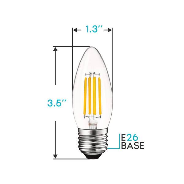 Dimmable T10 LED Bulbs,4000K Daylight White,6W Tubular Light Bulb, Edison  LED Bulb 60 Watt Equivalent,E26 Medium Base 600LM, Clear Glass