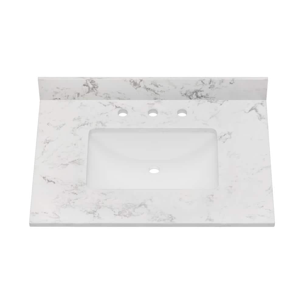 Carrara 31" White Engineered Marble Vanity Top with Undermount Sink