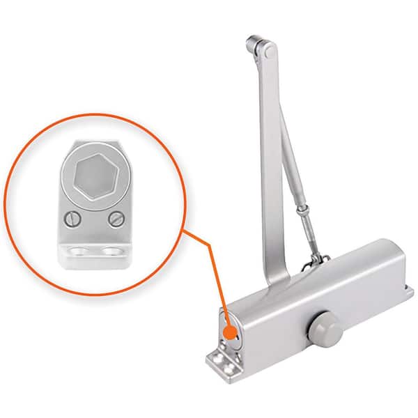 Aluminum Commercial Door Closer with Adjustable Closing and Latching Speed, Size #5 for 187 lbs. - 264 lbs. Doors