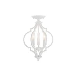 11 in. 3-Light Bisque White Convertible Semi- Flush Mount