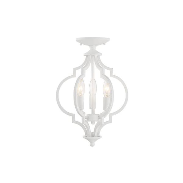 TUXEDO PARK LIGHTING 11 in. W x 16 in. H, 3-Light Bisque White Convertible Semi- Flush Mount