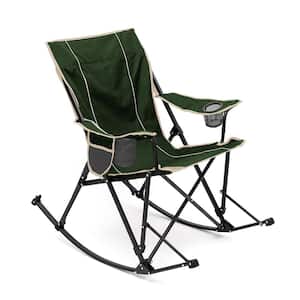 Outdoor Metal Frame Green Beach Rocking Chair with Side Pocket