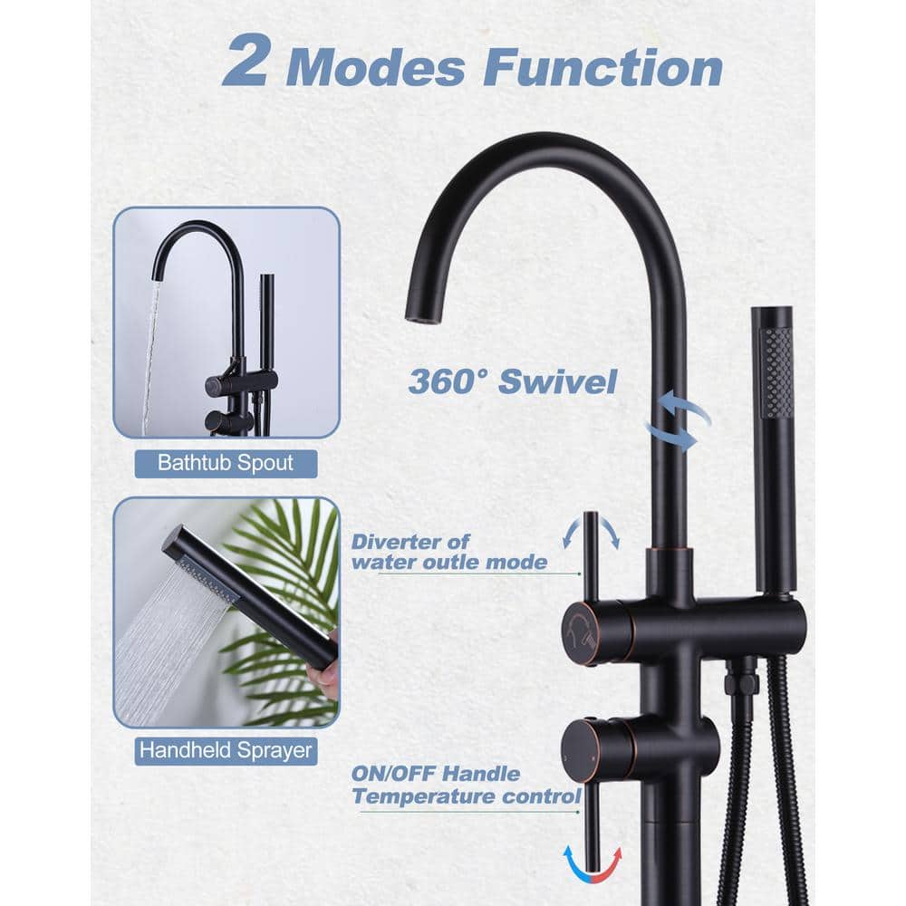 Oil Rubbed Bronze Freestanding Tub Faucet with Hand Shower