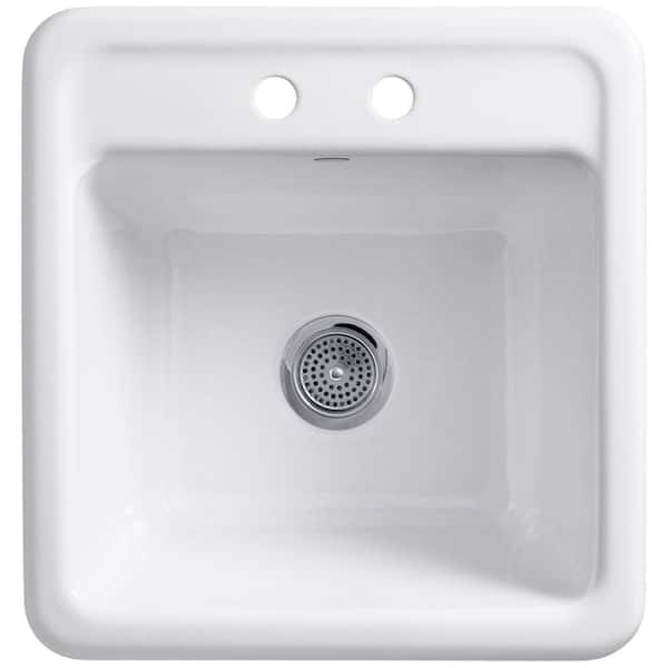 Park Falls 22 in. x 21 in. Cast Iron Drop-In/Undermount Utility Sink in White
