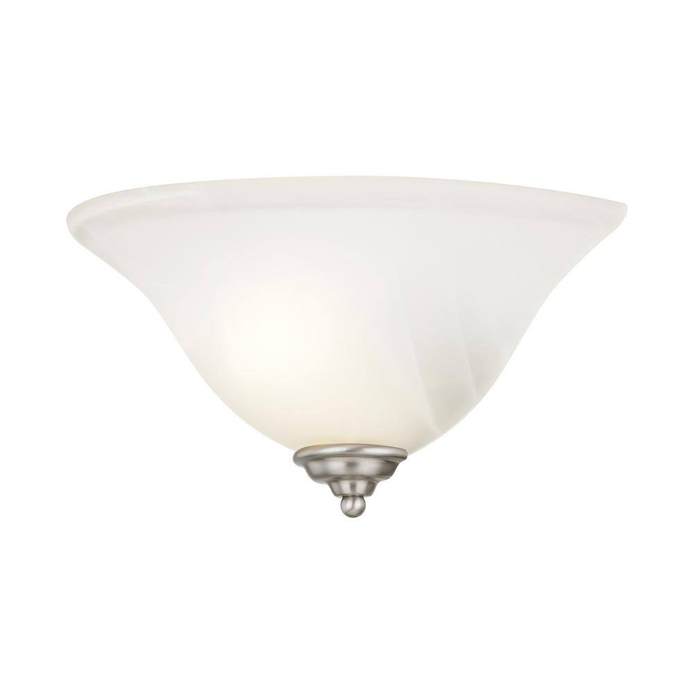 Brushed Nickel Wall Sconce with White Alabaster Glass